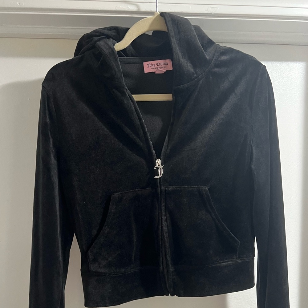 Juicy Couture Black Velour Zip-Up Jacket